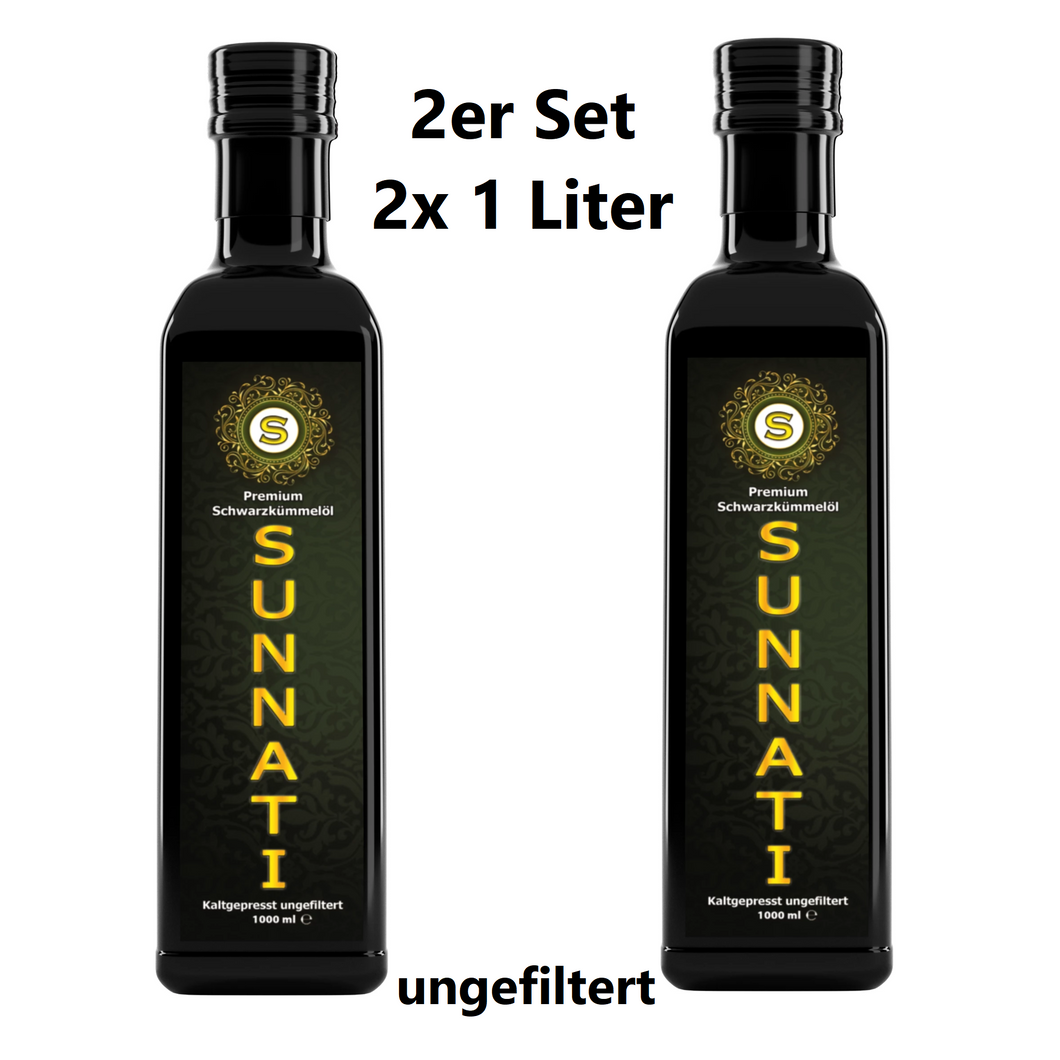 2er Set Premium Schwarzkümmelöl Ungefiltert 2 Liter (2x 1Liter)